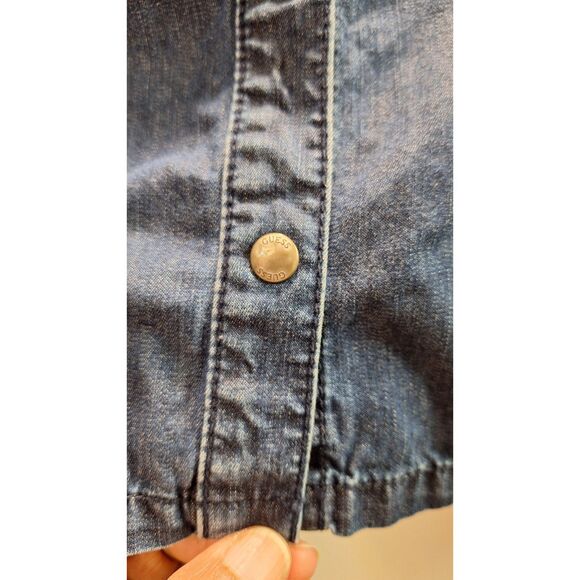 VTG GUESS LOS ANGLES 1981 Denim Chambray Shirt Snap Button Front Women Medium - Picture 6 of 8